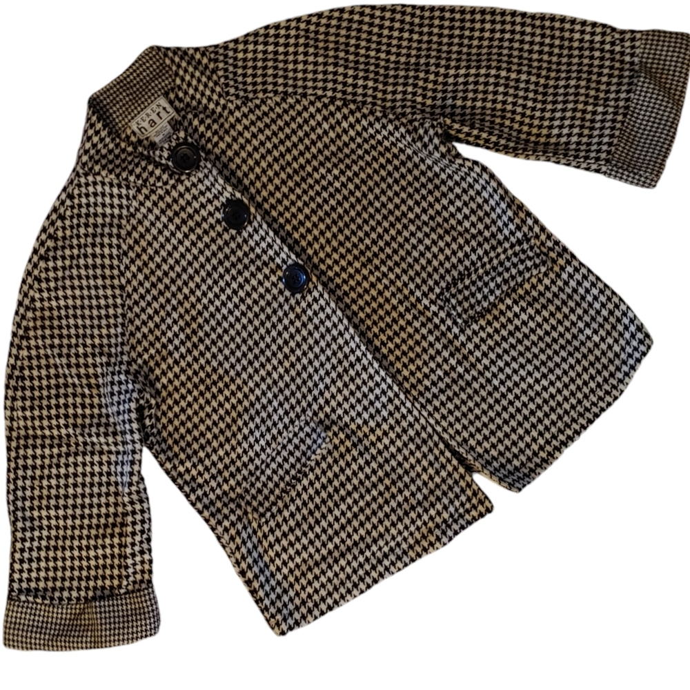Keren Hart Houndstooth Jacket Medium Three Buttons with Snap Closure Two Pockets